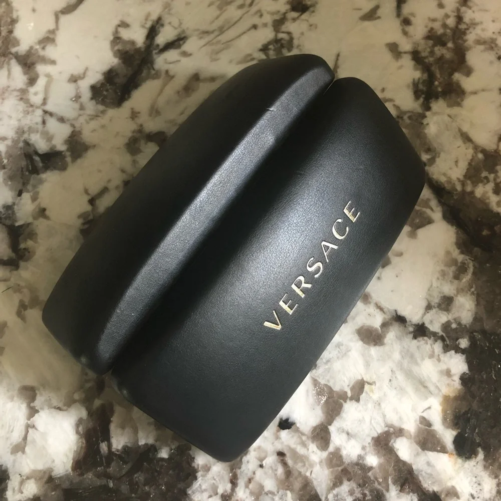 Versace Hard Clamshell Sunglass Eyeglass Case with Gold Logo
